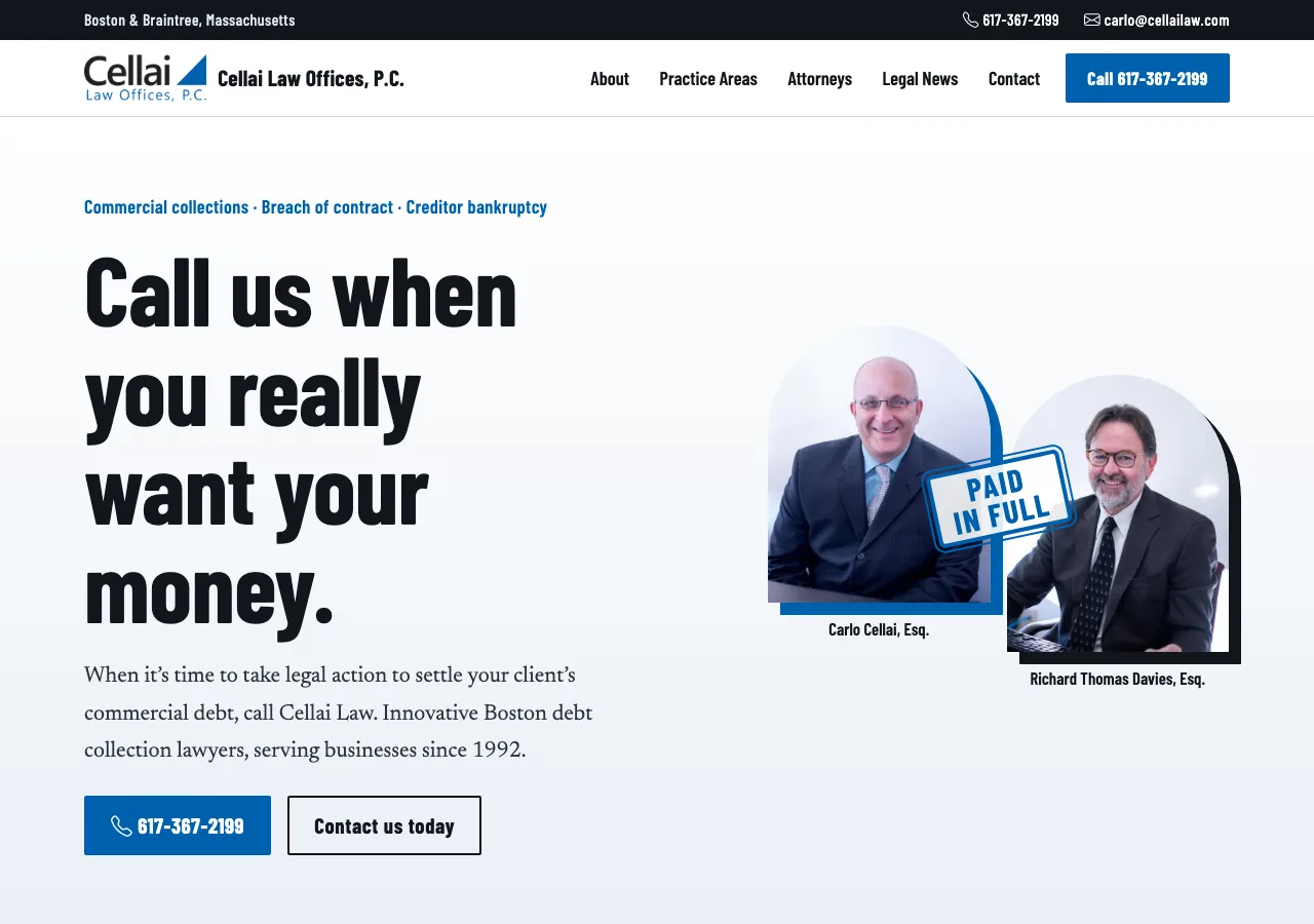 Cellai Law Offices, P.C. — new site by Wicked Fast Web