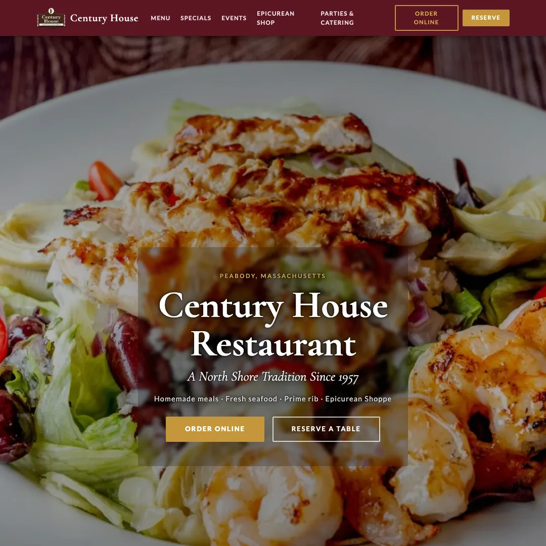 Century House Restaurant — new site by Wicked Fast Web