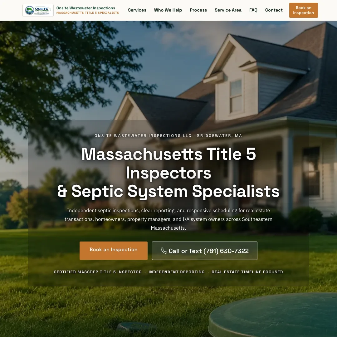 Onsite Wastewater Inspections LLC — new site by Wicked Fast Web