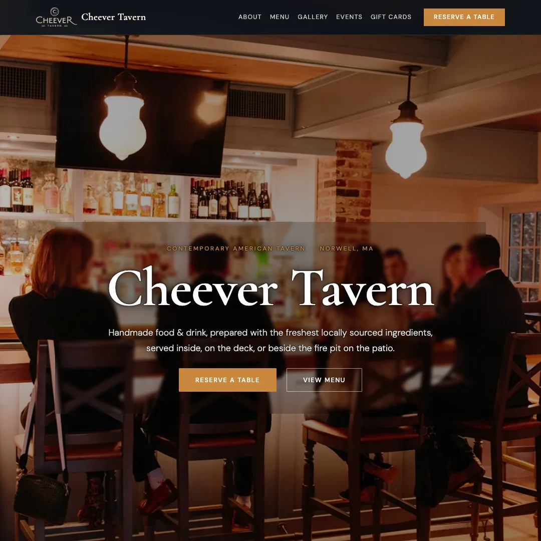 Cheever Tavern — new site by Wicked Fast Web