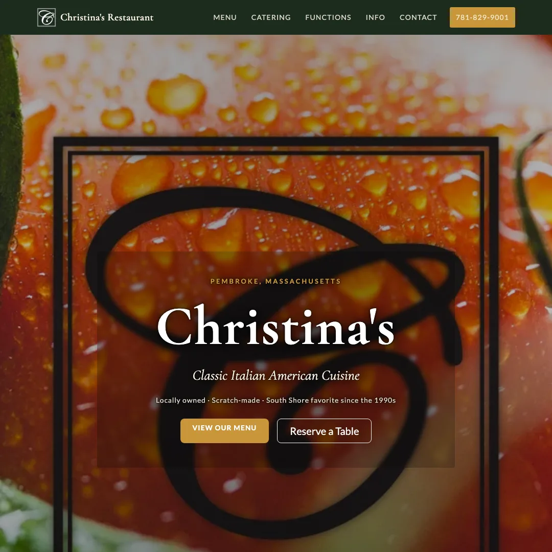 Christina's Restaurant — new site by Wicked Fast Web