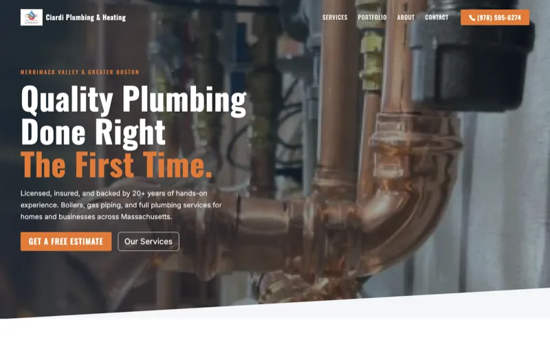 Ciardi Plumbing & Heating — new site by Wicked Fast Web