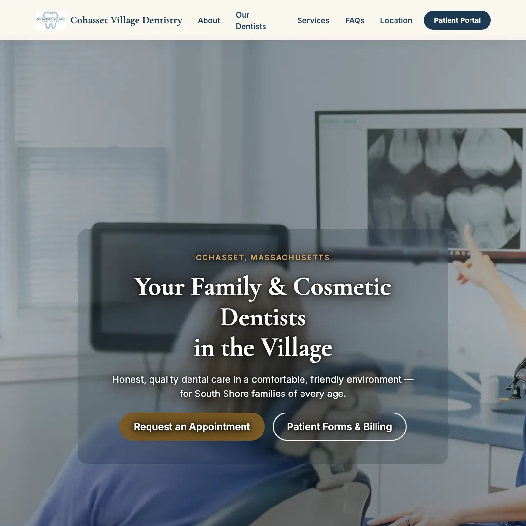 Cohasset Village Dentistry — new site by Wicked Fast Web