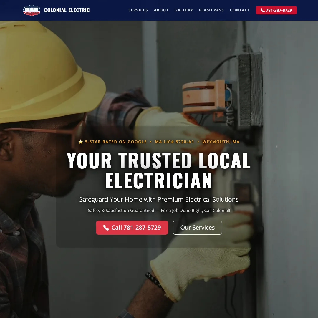 Colonial Electric — new site by Wicked Fast Web