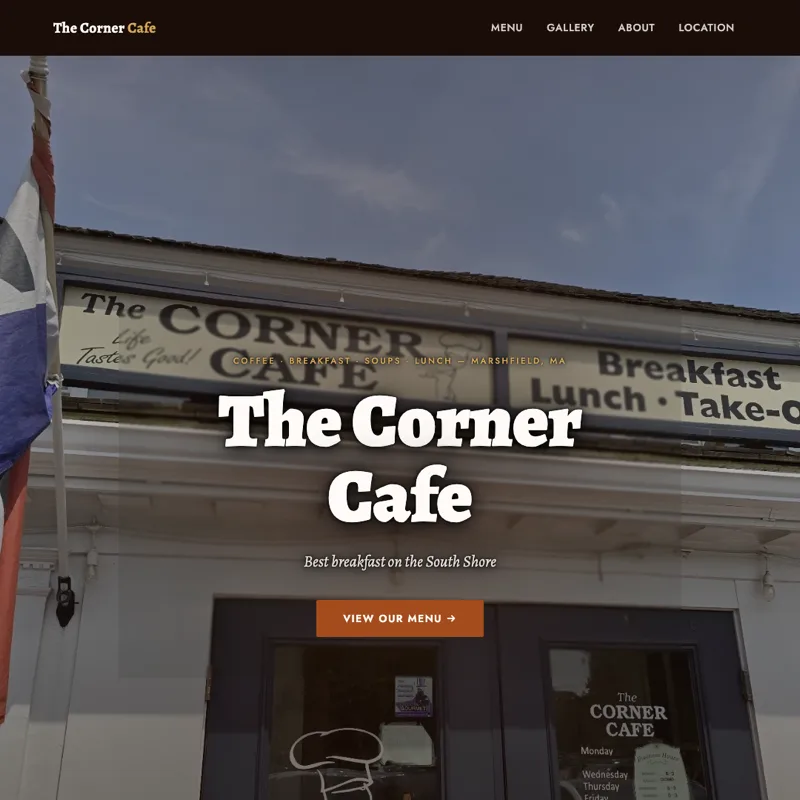 The Corner Cafe — new site by Wicked Fast Web