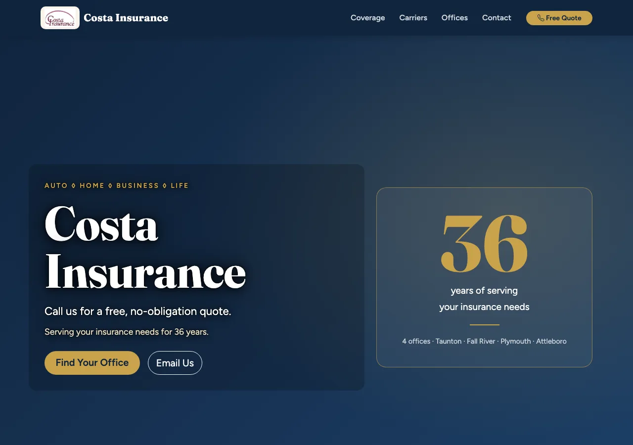 Costa Insurance — new site