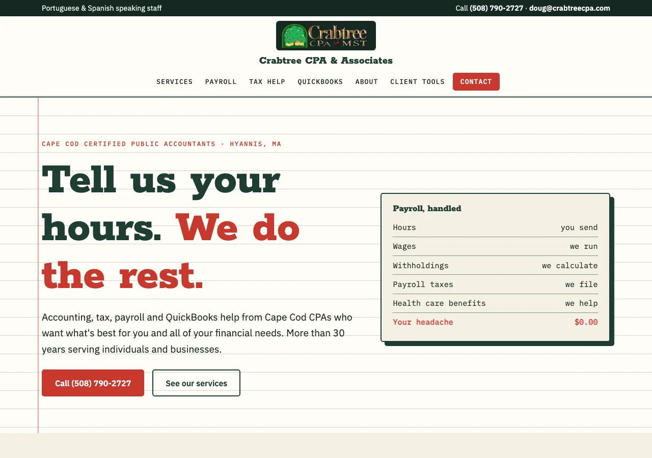 Crabtree CPA & Associates — new site by Wicked Fast Web
