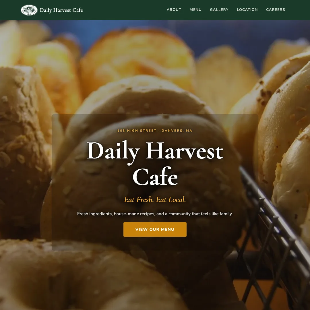Daily Harvest Cafe — new site by Wicked Fast Web