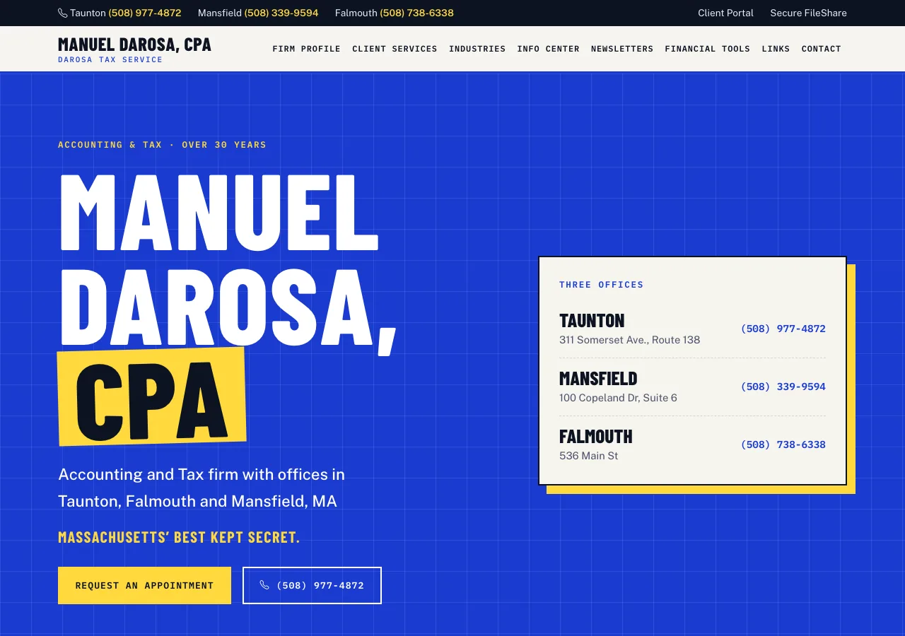 Manuel DaRosa, CPA — DaRosa Tax Service — new site by Wicked Fast Web