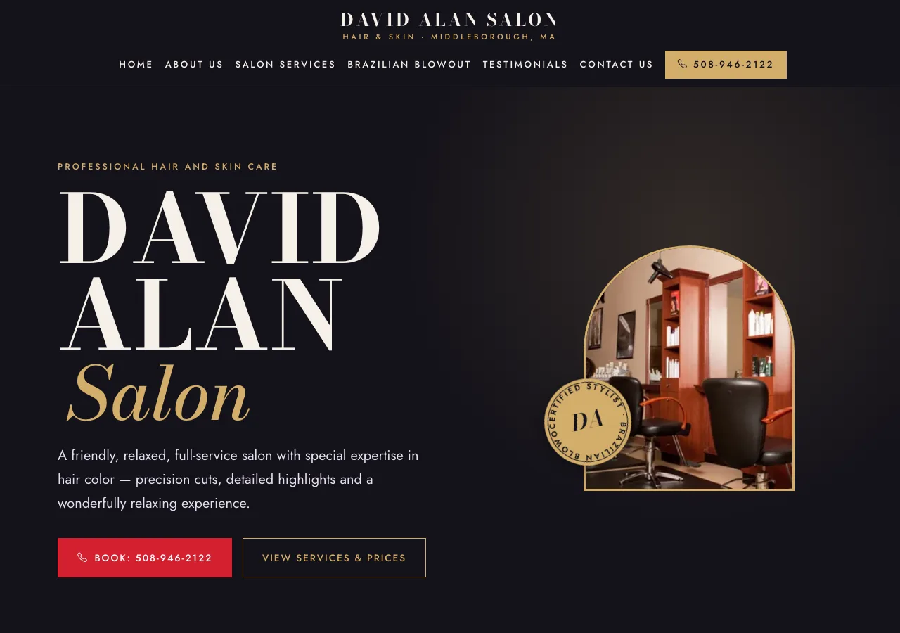 David Alan Salon — new site by Wicked Fast Web