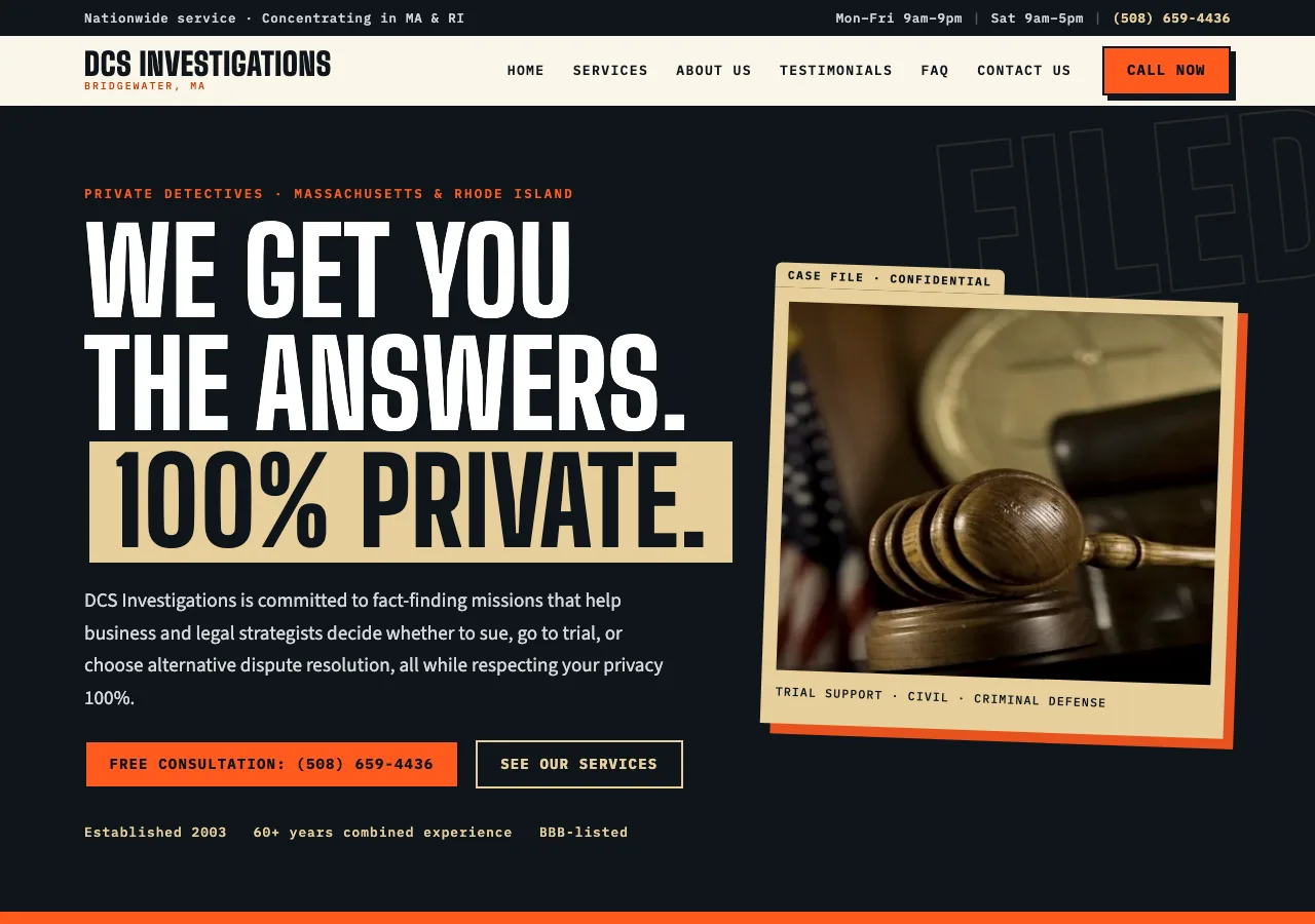 DCS Investigations &mdash; your new site