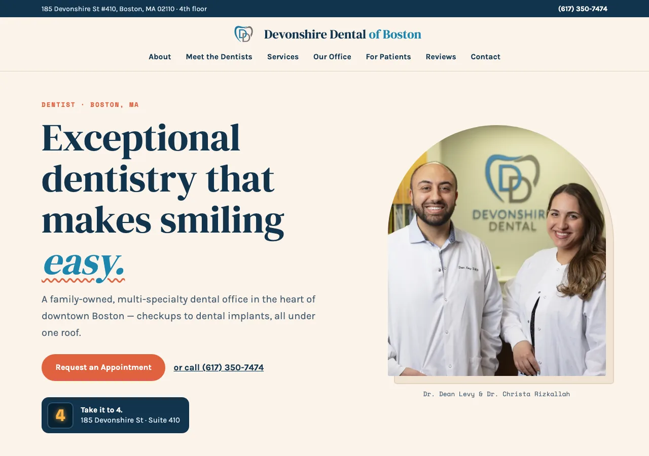 Devonshire Dental of Boston — new site by Wicked Fast Web