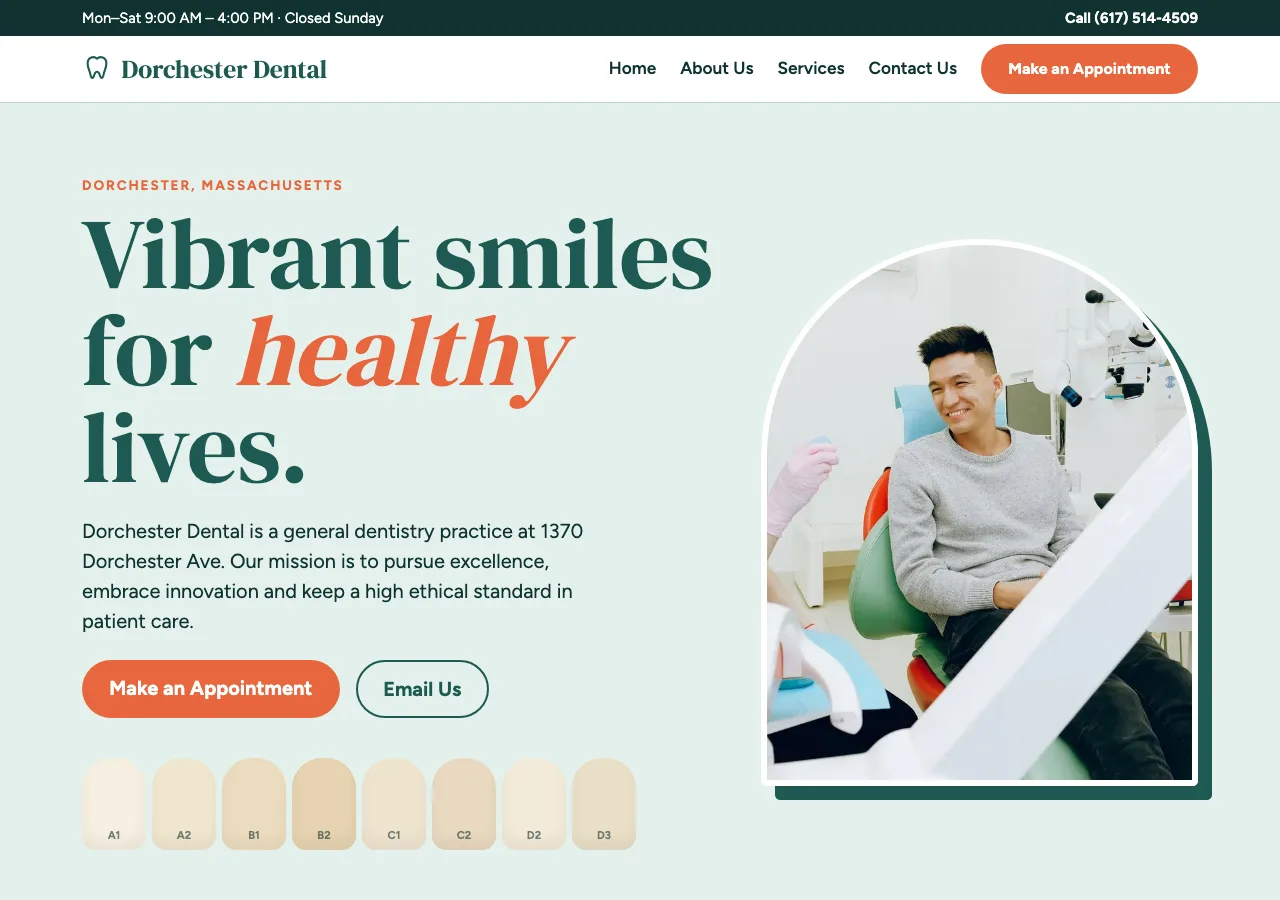 Dorchester Dental — new site by Wicked Fast Web