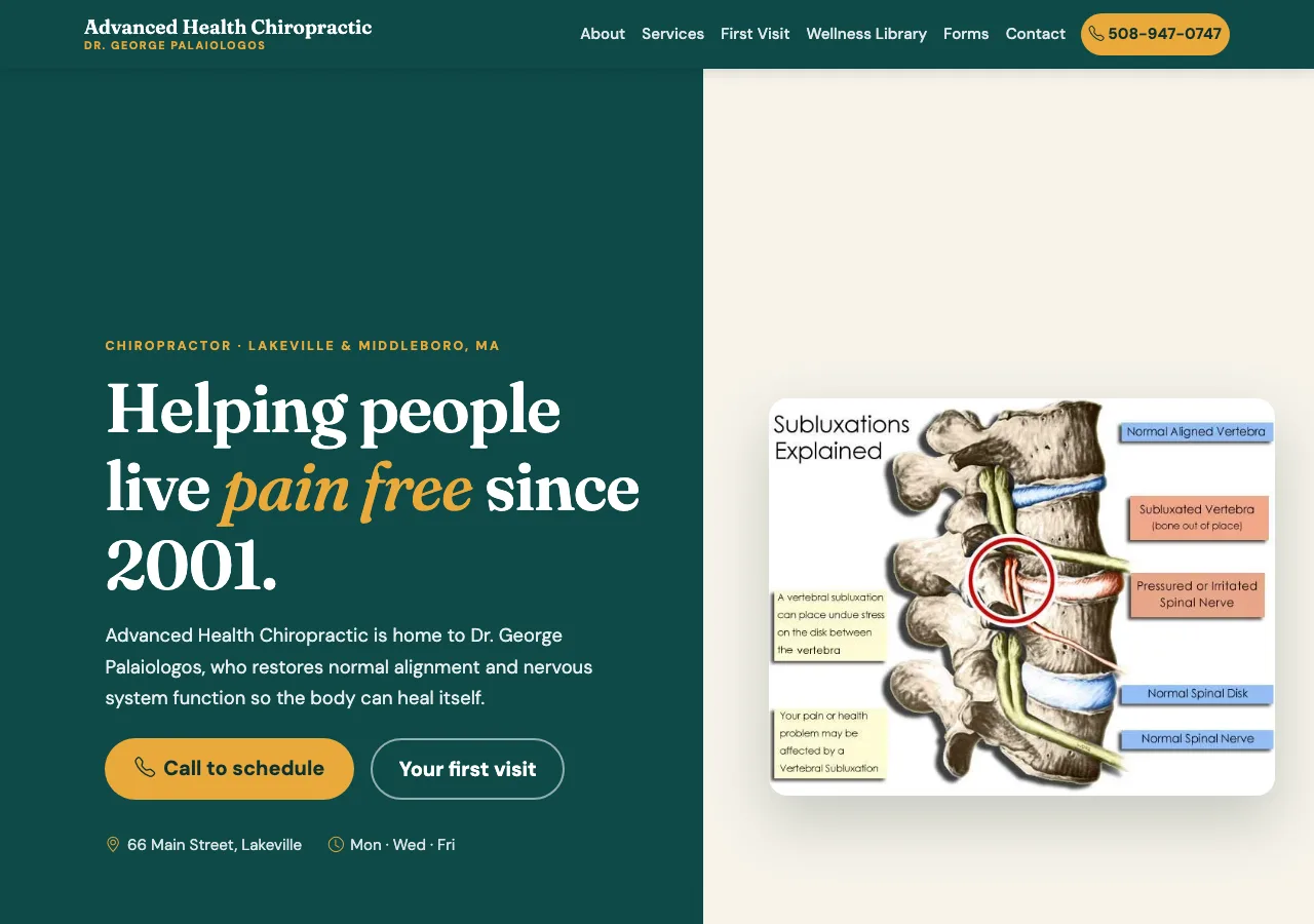 Advanced Health Chiropractic — new site