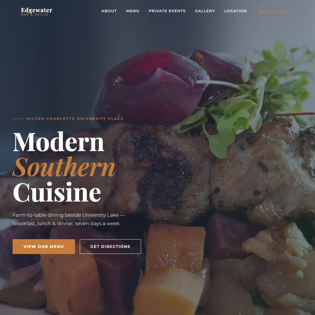 Edgewater Bar & Grille — new site by Wicked Fast Web