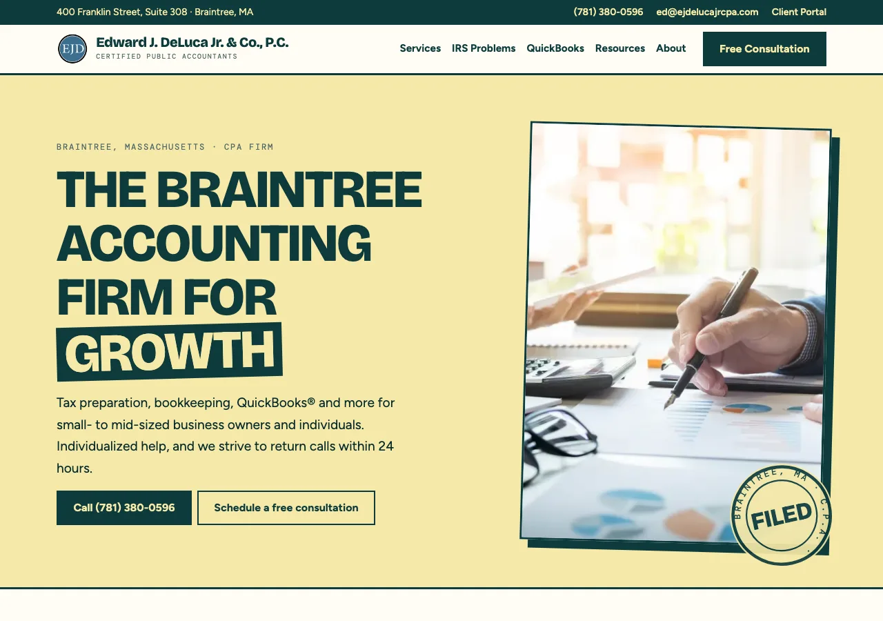 Edward J. DeLuca Jr. & Company, P.C. — new site by Wicked Fast Web