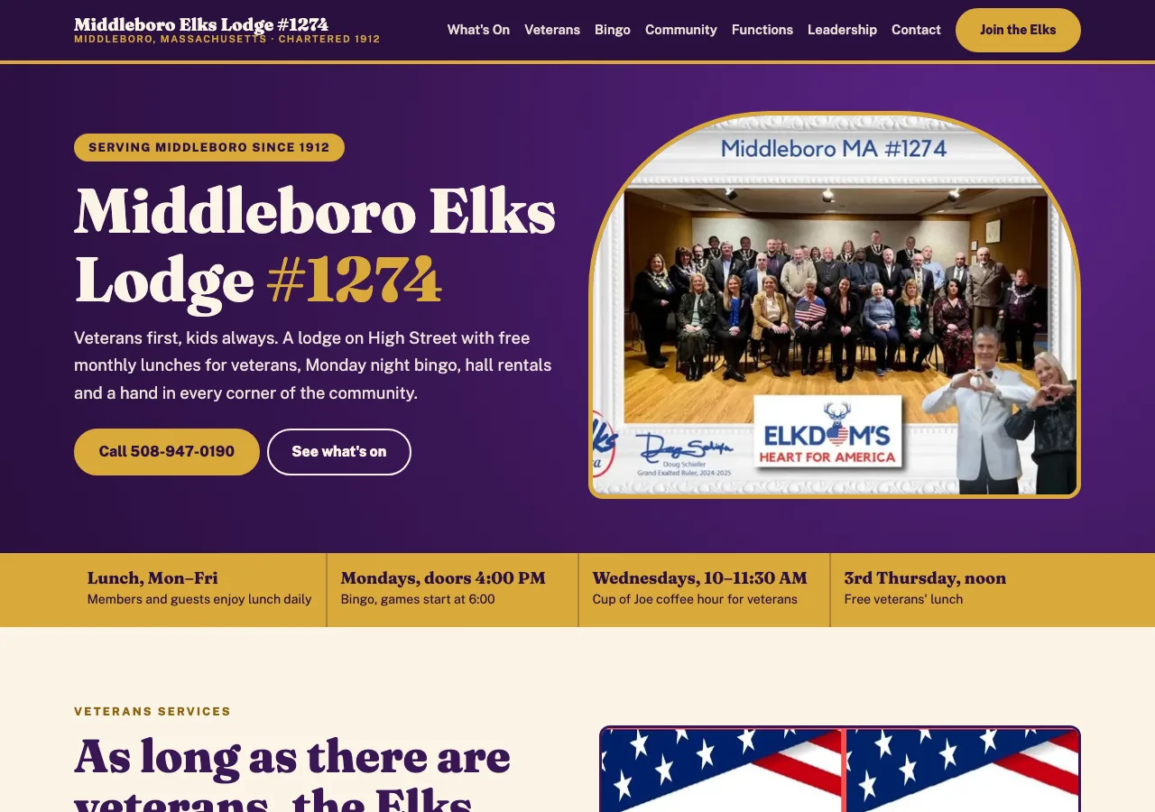 Middleboro Elks Lodge #1274 &mdash; your new site