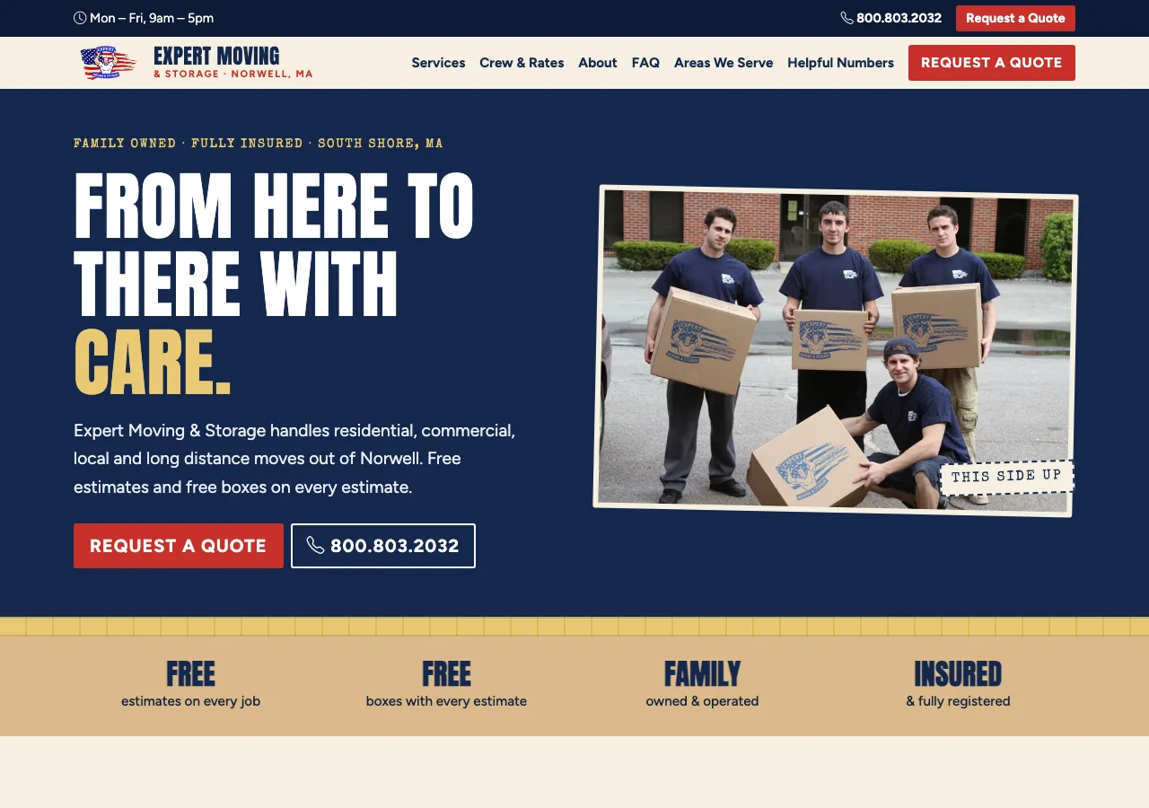 Expert Moving & Storage &mdash; your new site