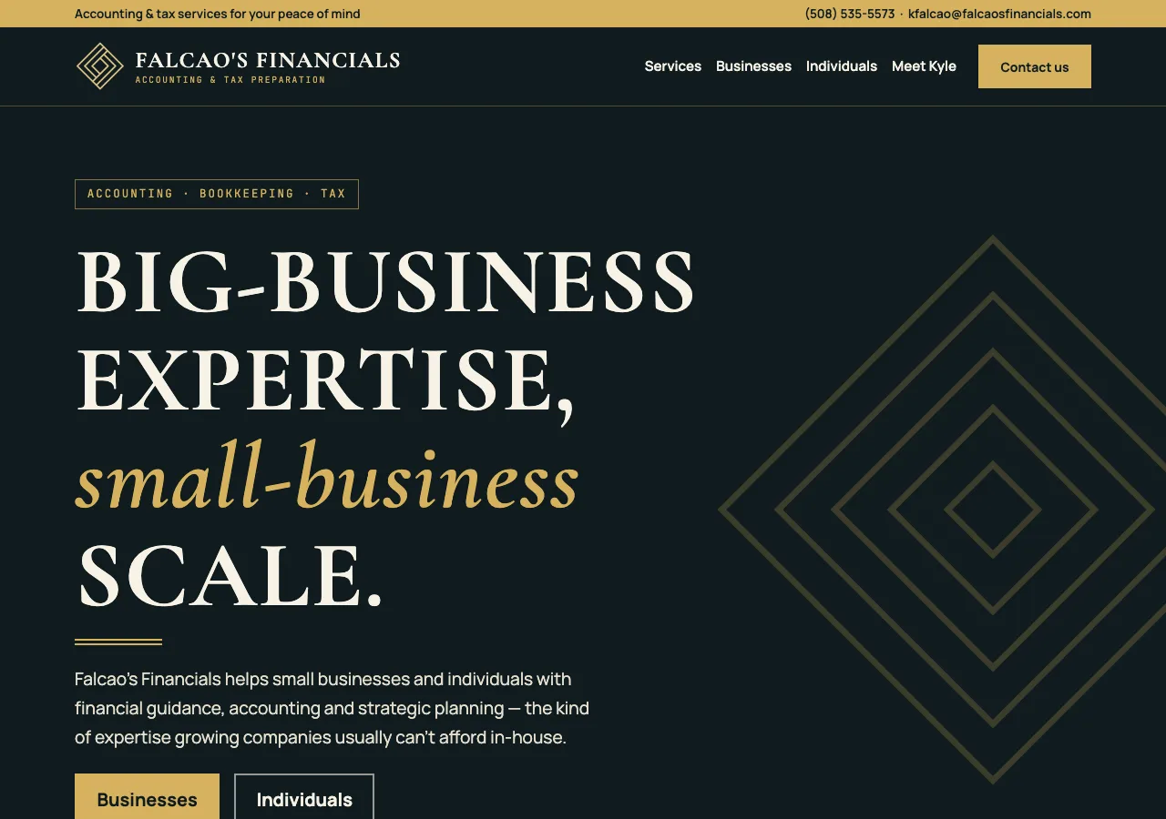 Falcao's Financials — new site by Wicked Fast Web