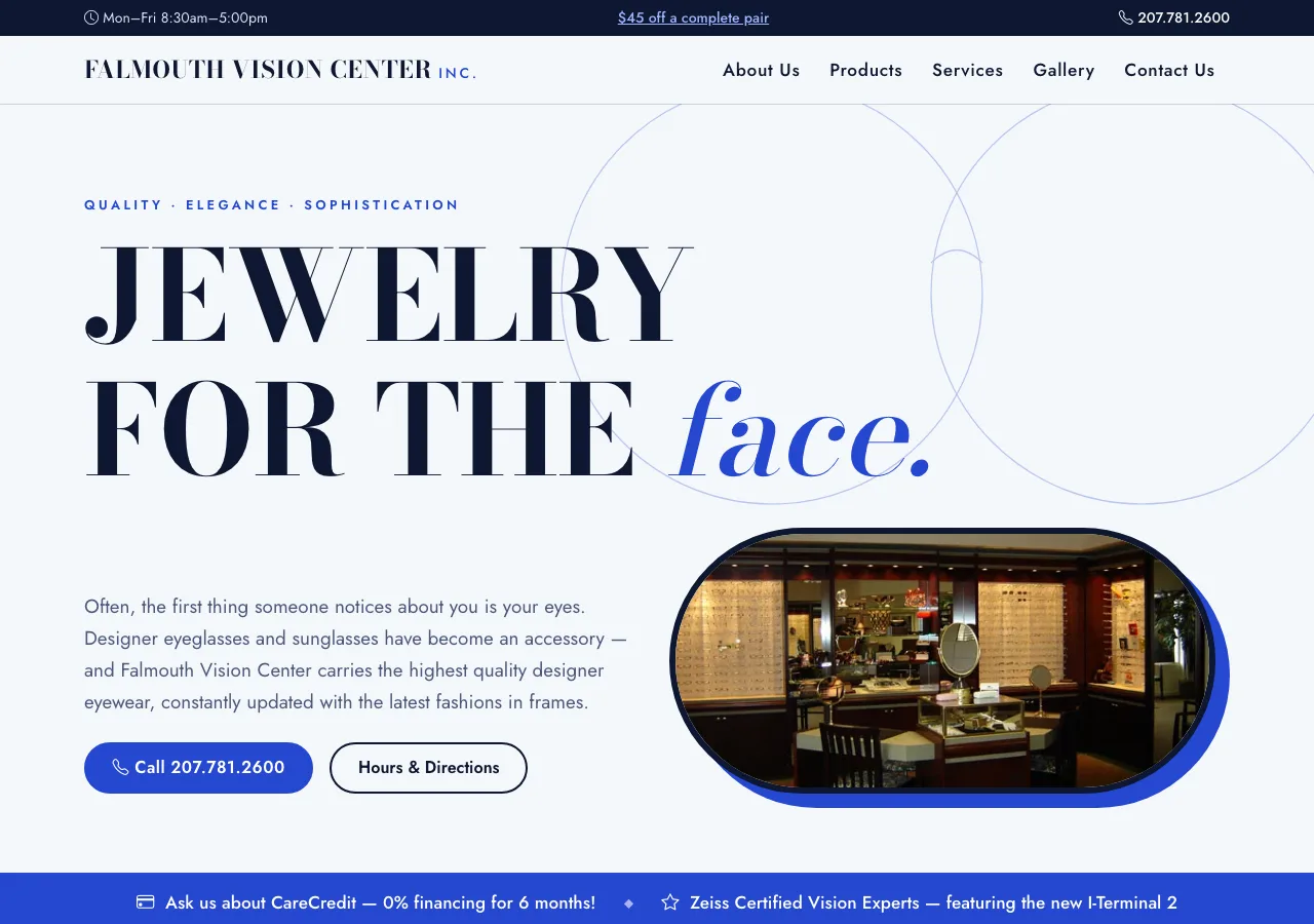 Falmouth Vision Center Inc. — new site by Wicked Fast Web
