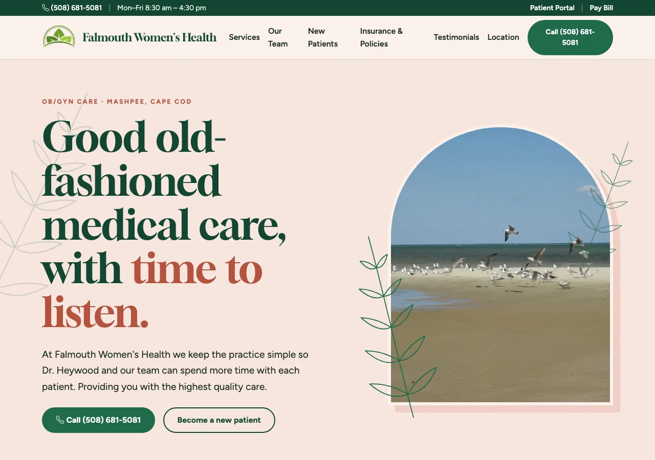 Falmouth Women's Health — new site by Wicked Fast Web