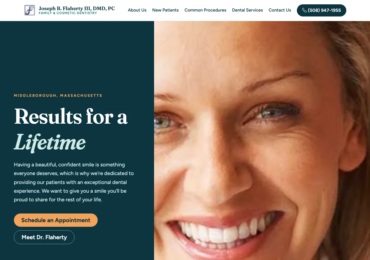 Joseph B. Flaherty III, DMD, PC — new site by Wicked Fast Web