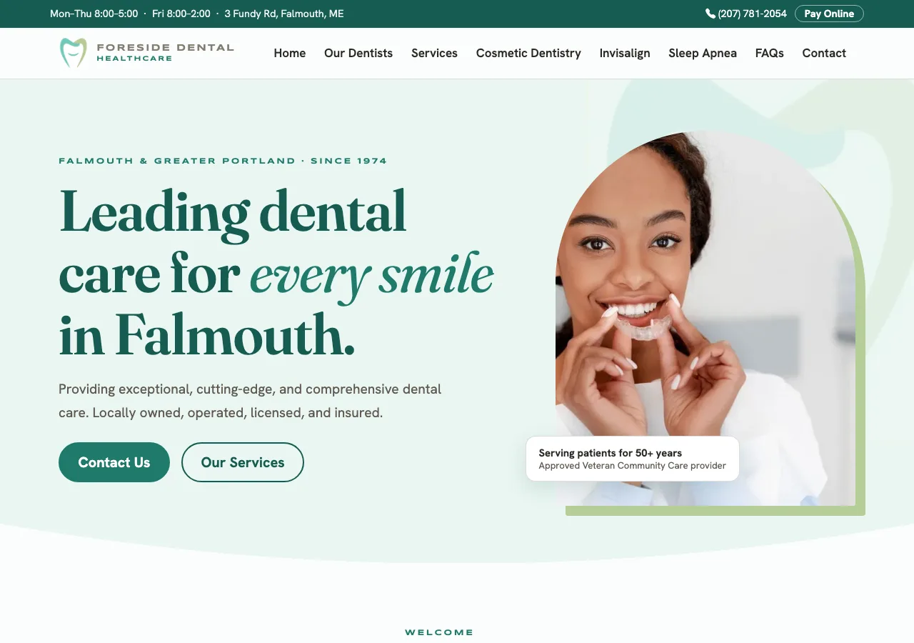 Foreside Dental Healthcare — new site by Wicked Fast Web