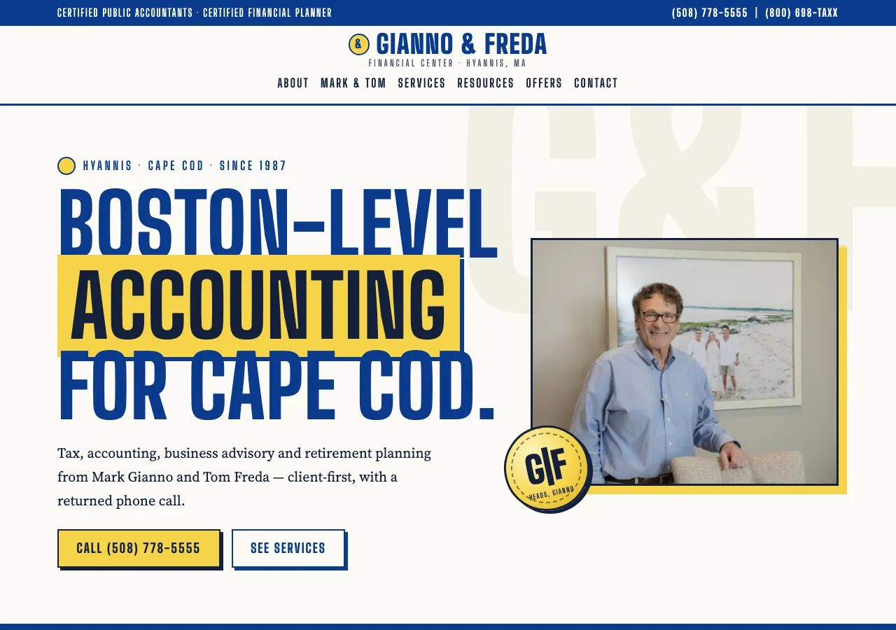 Gianno & Freda Financial Center — new site by Wicked Fast Web