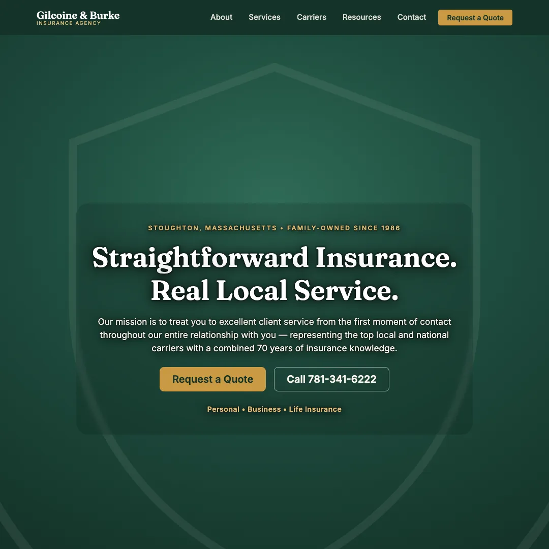 Gilcoine & Burke Insurance Agency — new site