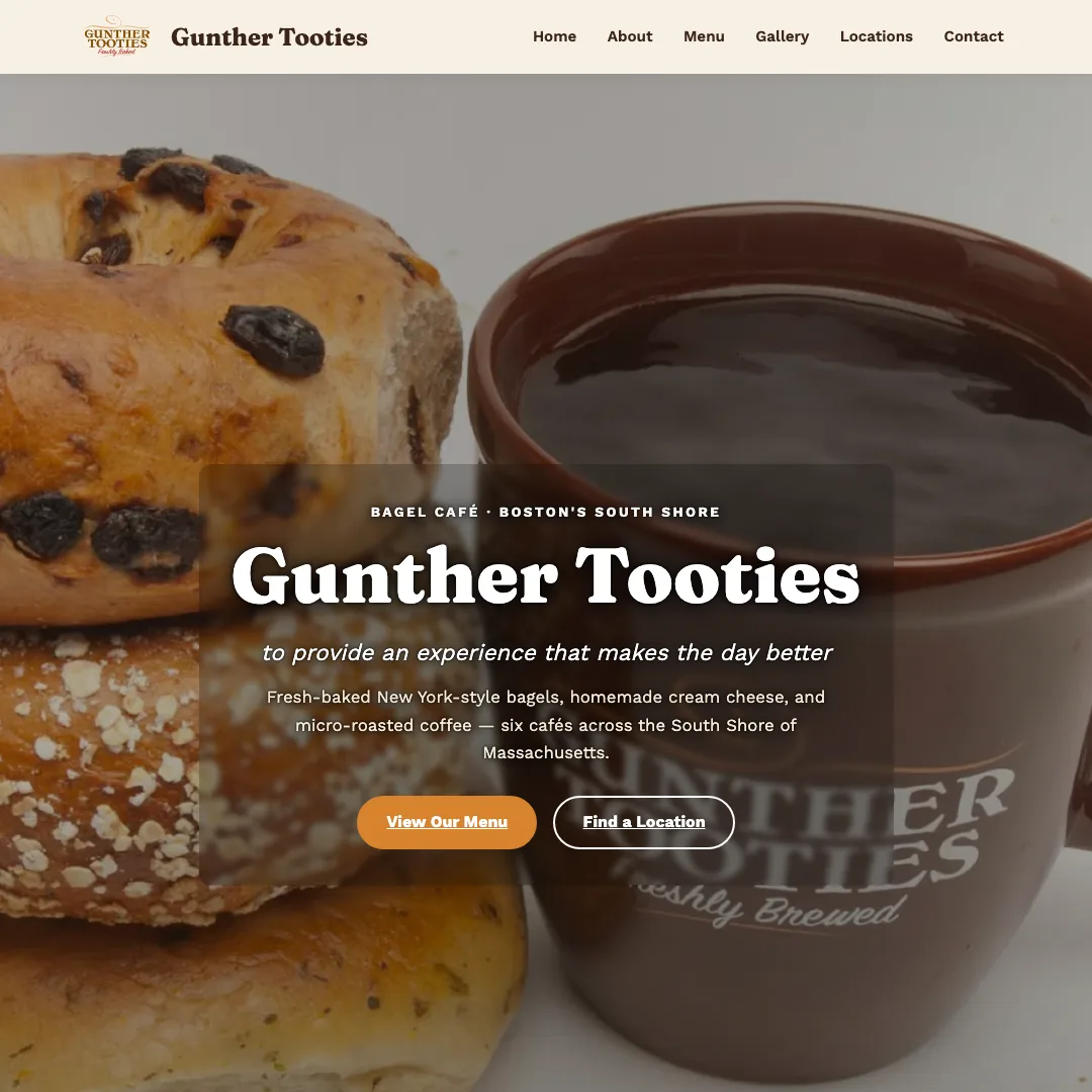 Gunther Tooties — new site by Wicked Fast Web