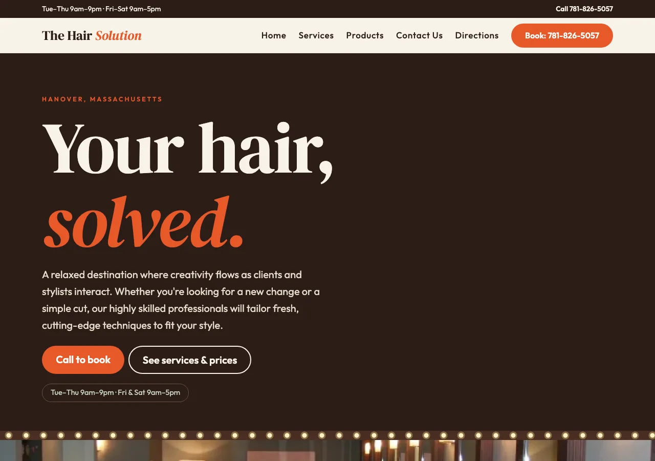 The Hair Solution — new site by Wicked Fast Web