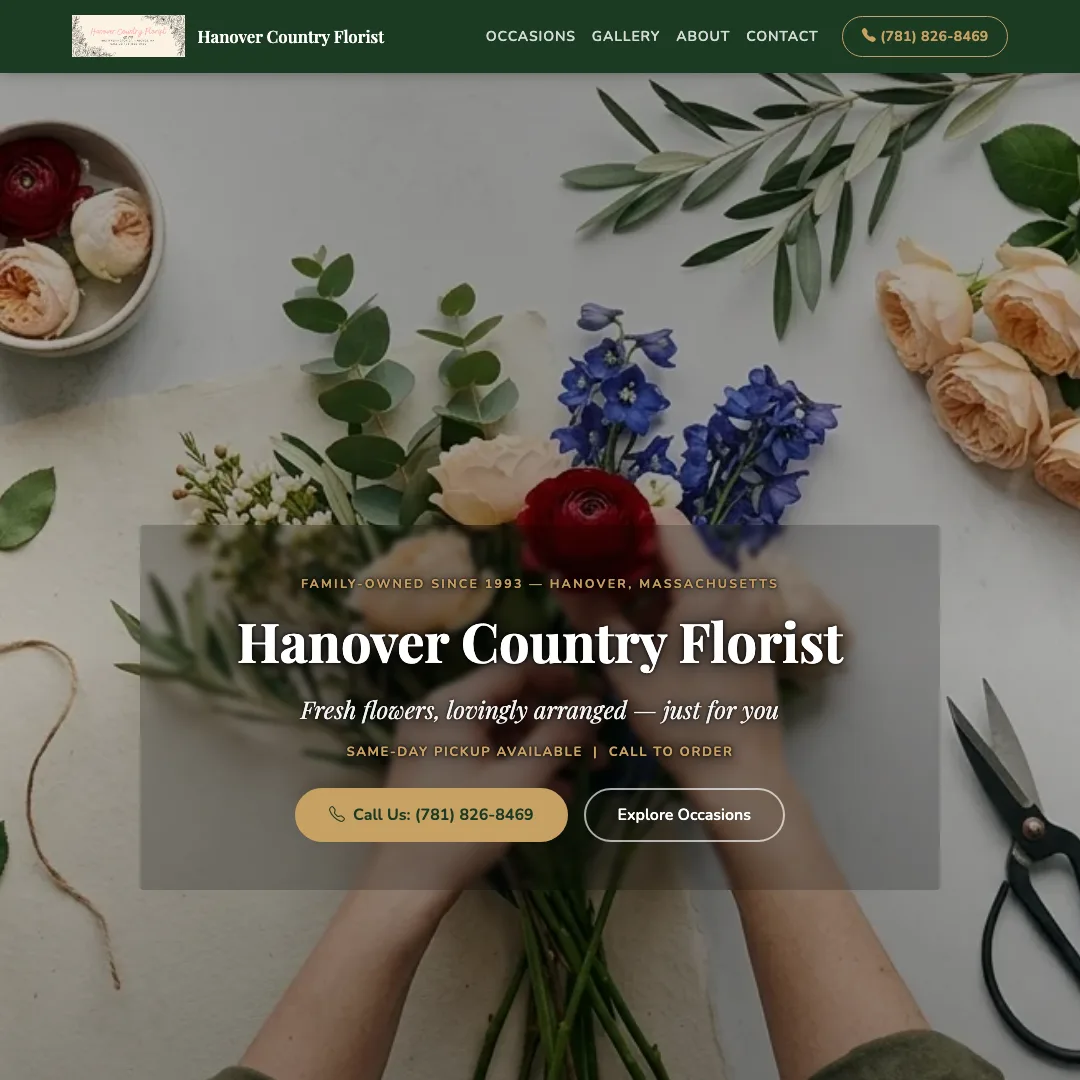 Hanover Country Florist — new site by Wicked Fast Web