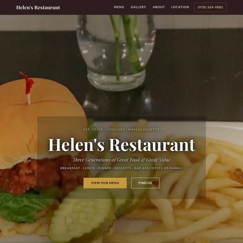 Helen's Restaurant — new site by Wicked Fast Web