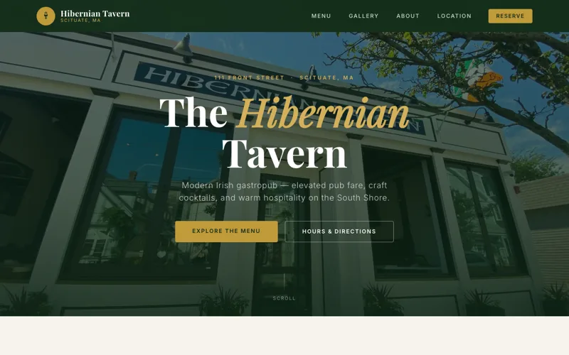 Hibernian Tavern — new site by Wicked Fast Web