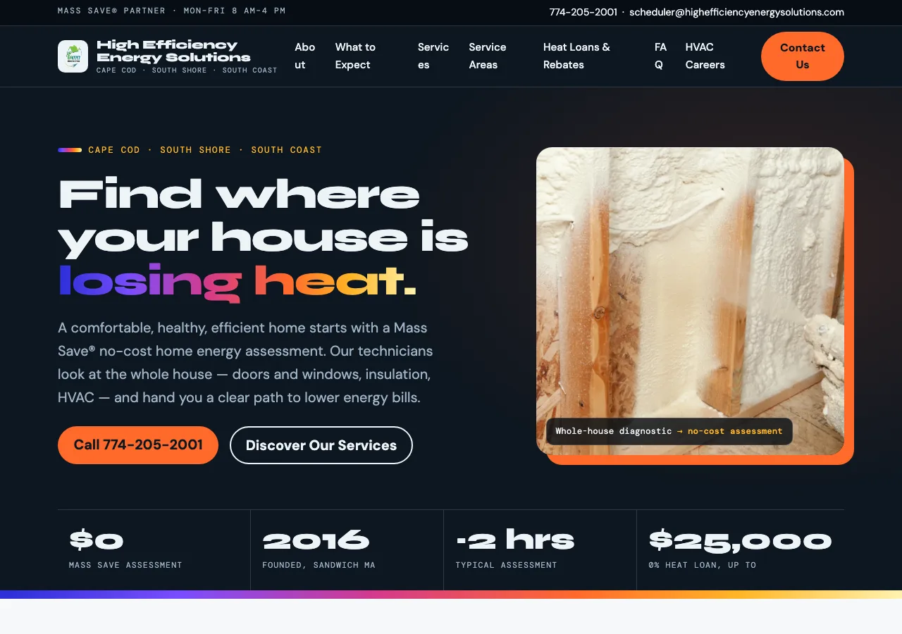 High Efficiency Energy Solutions — new site by Wicked Fast Web