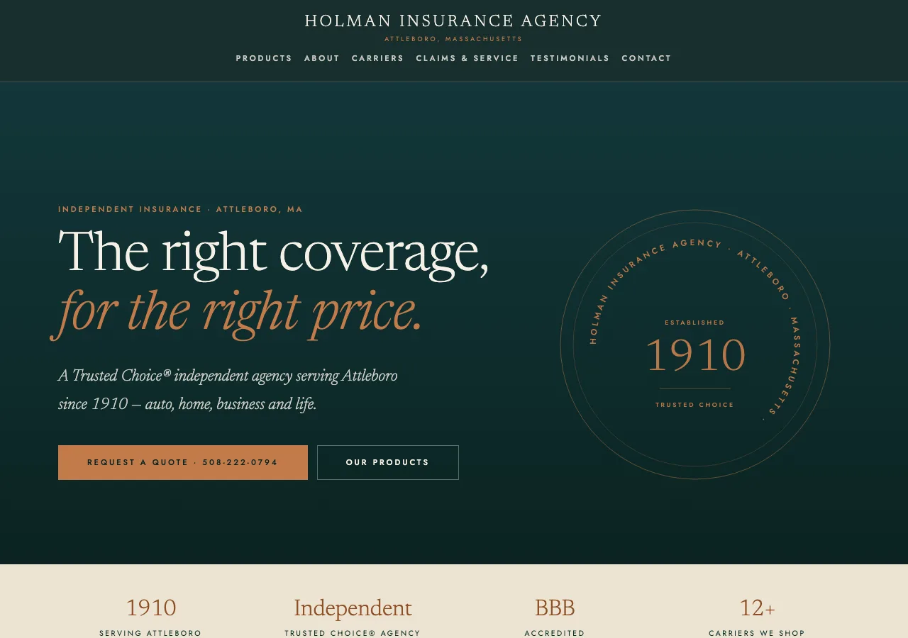 Holman Insurance Agency &mdash; your new site