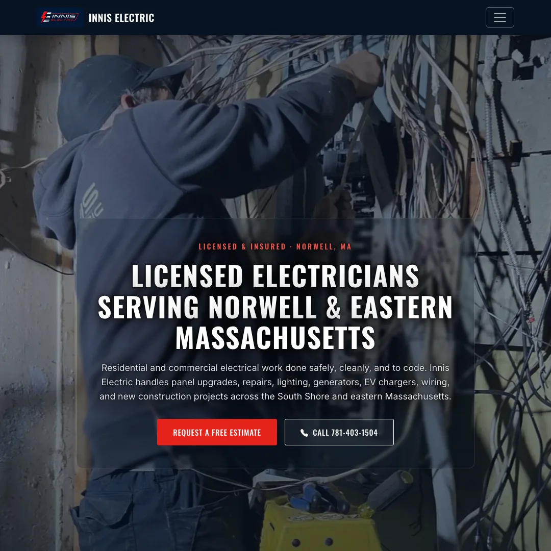 Innis Electric Inc — new site by Wicked Fast Web