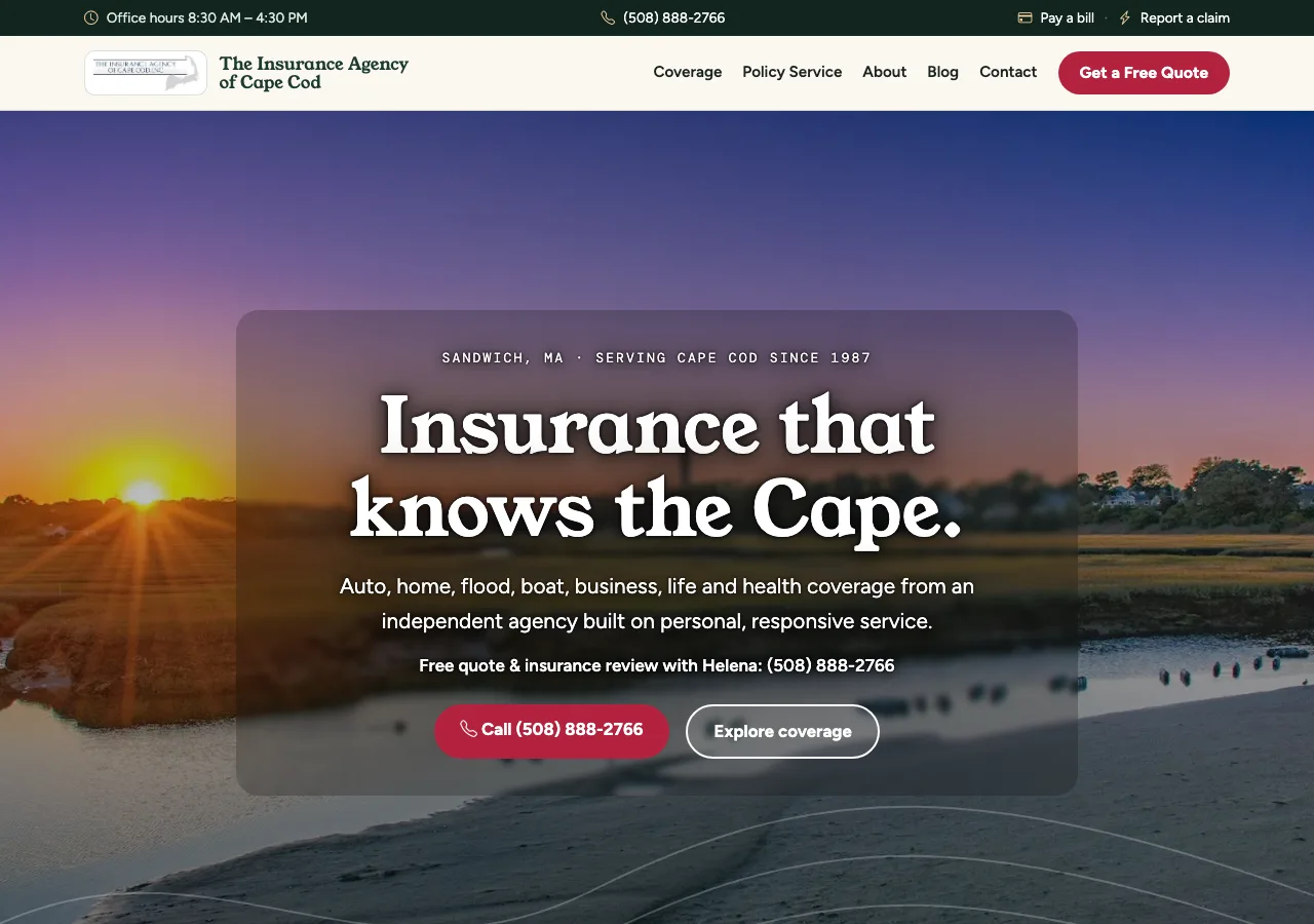 The Insurance Agency of Cape Cod, Inc. — new site by Wicked Fast Web