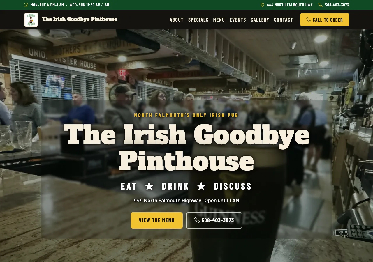 The Irish Goodbye Pinthouse — new site by Wicked Fast Web