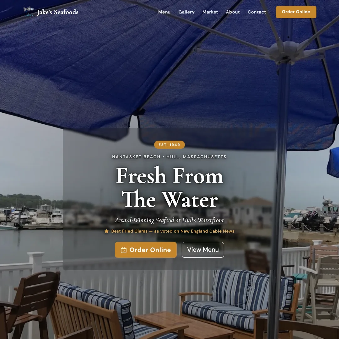 Jake's Seafoods — new site by Wicked Fast Web