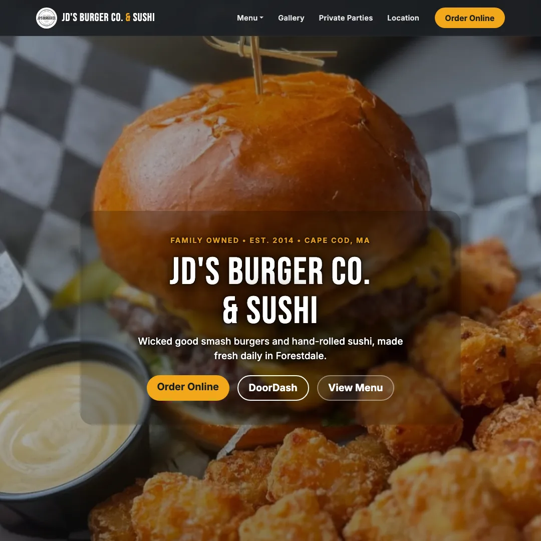 JD's Burger Co. & Sushi — new site