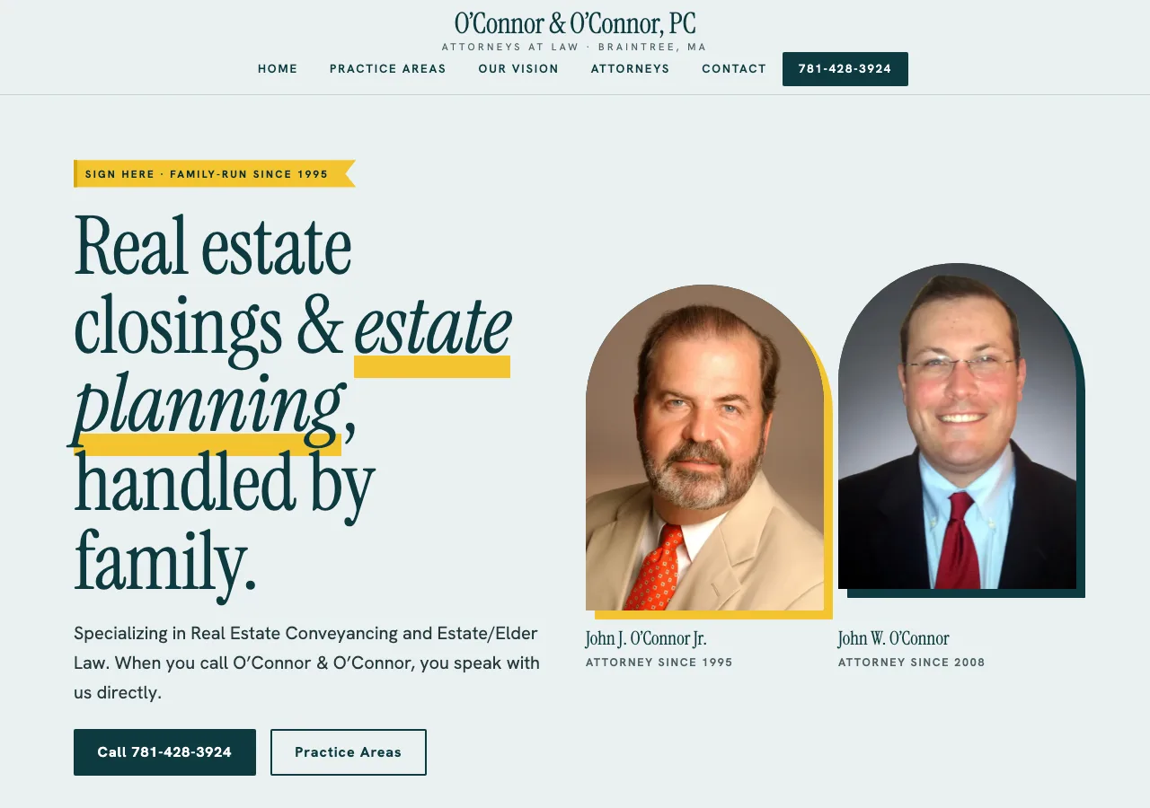 O'Connor & O'Connor, PC — new site by Wicked Fast Web