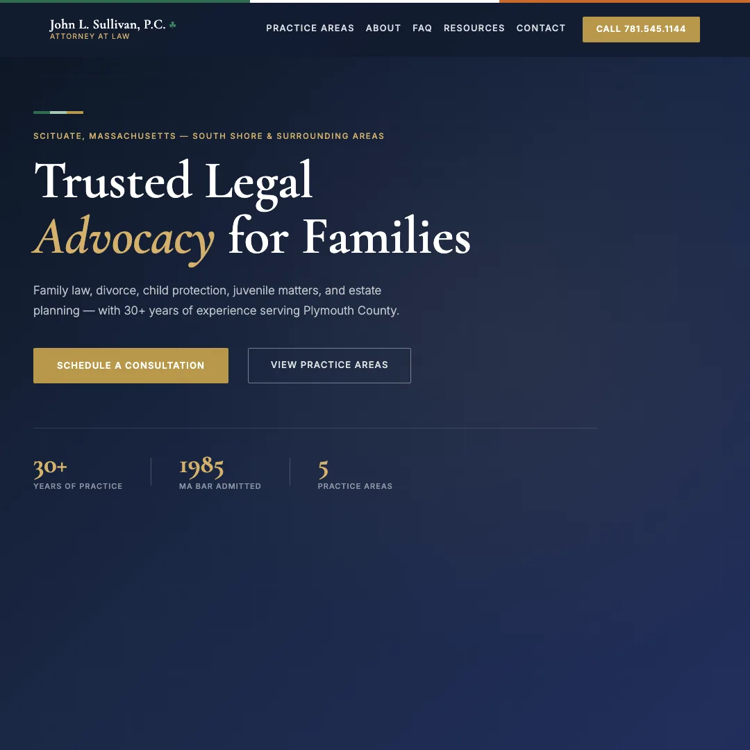 John L. Sullivan Law — new site by Wicked Fast Web