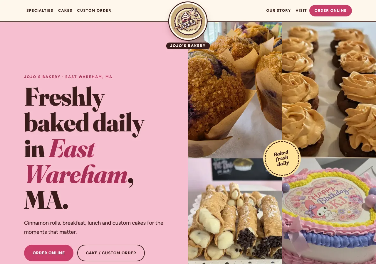 JoJo's Bakery — new site by Wicked Fast Web