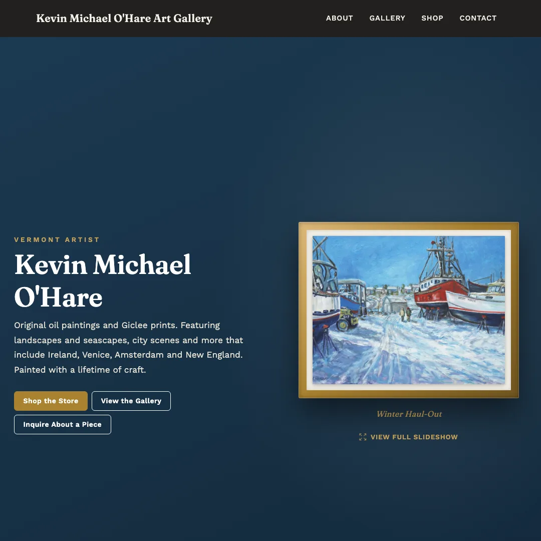 Kevin Michael O'Hare Art Gallery — new site by Wicked Fast Web