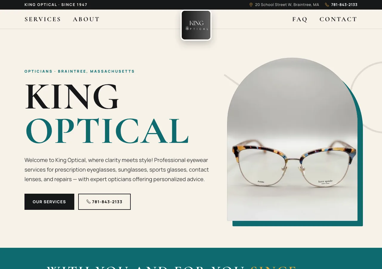 King Optical — new site by Wicked Fast Web