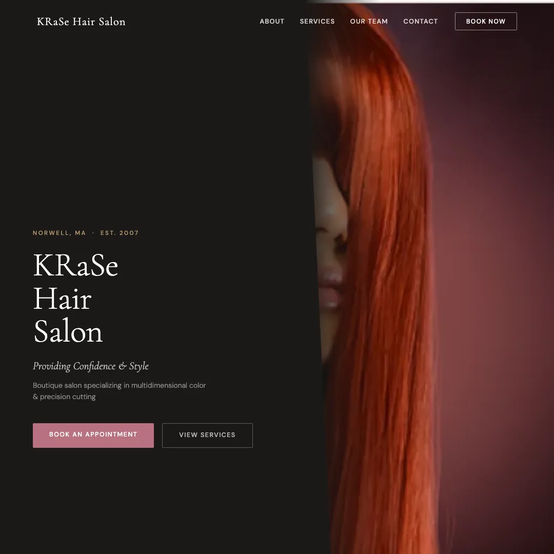 KRaSe Hair Salon — new site by Wicked Fast Web