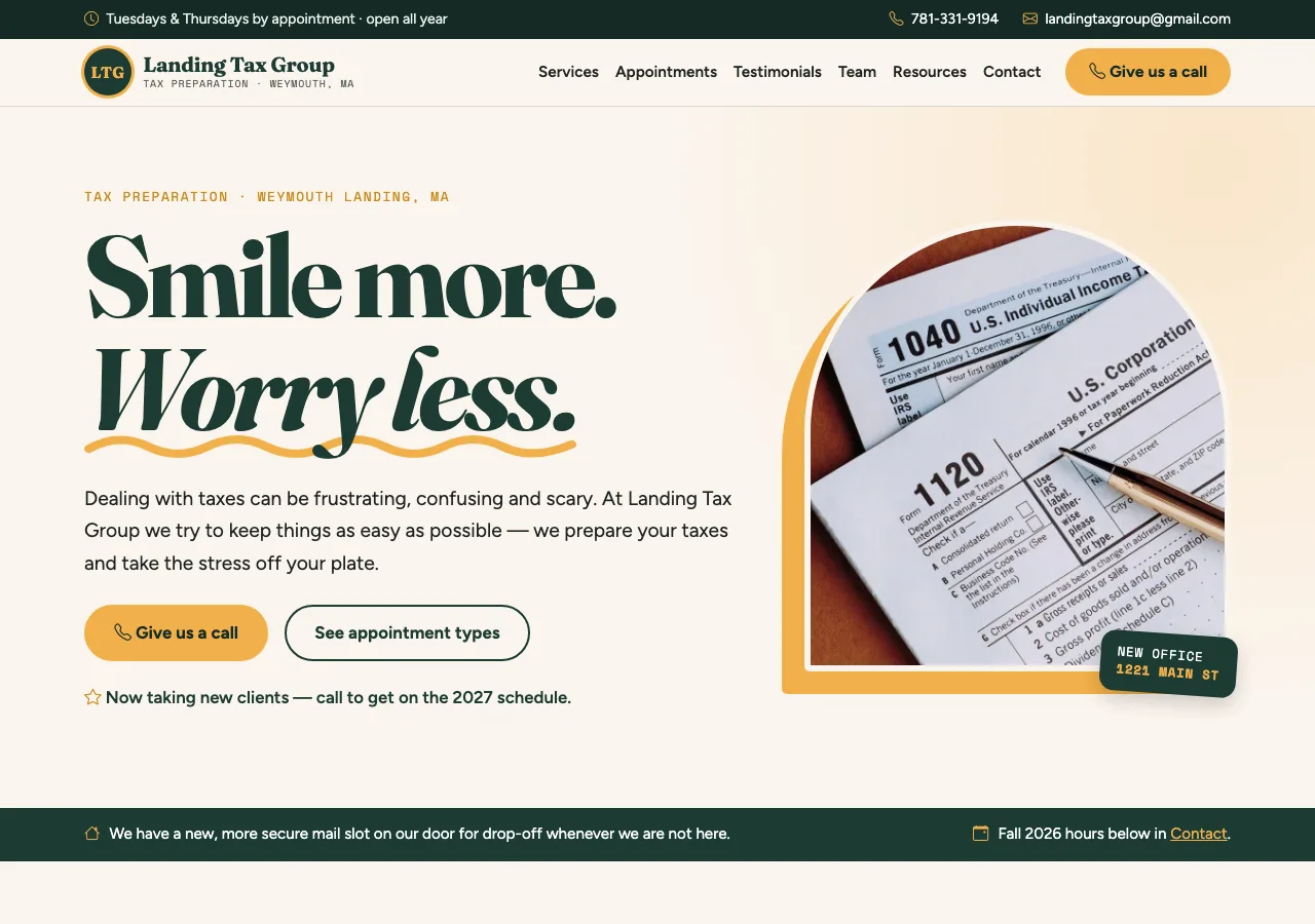 Landing Tax Group — new site by Wicked Fast Web