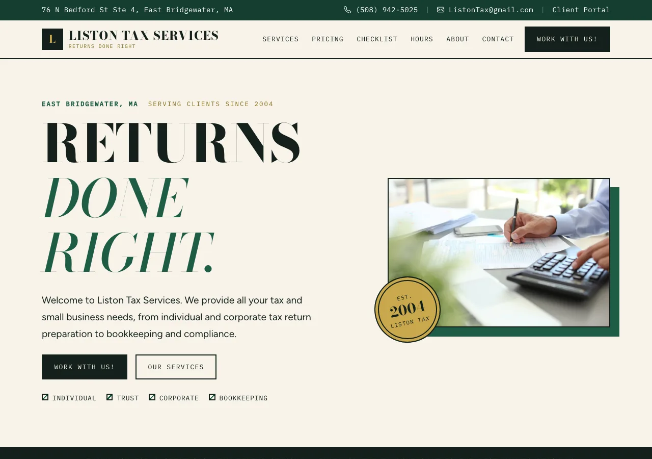Liston Tax Services — new site by Wicked Fast Web