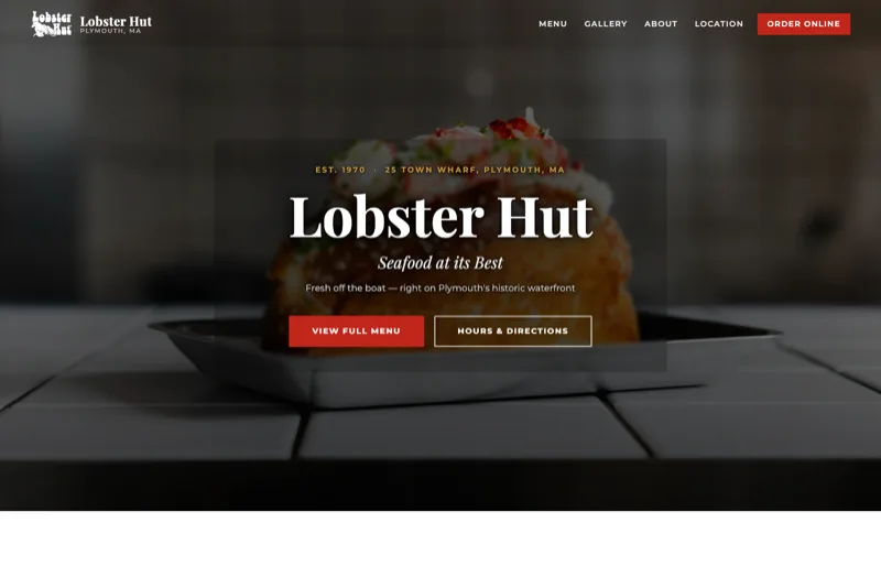 Lobster Hut Plymouth — new site by Wicked Fast Web